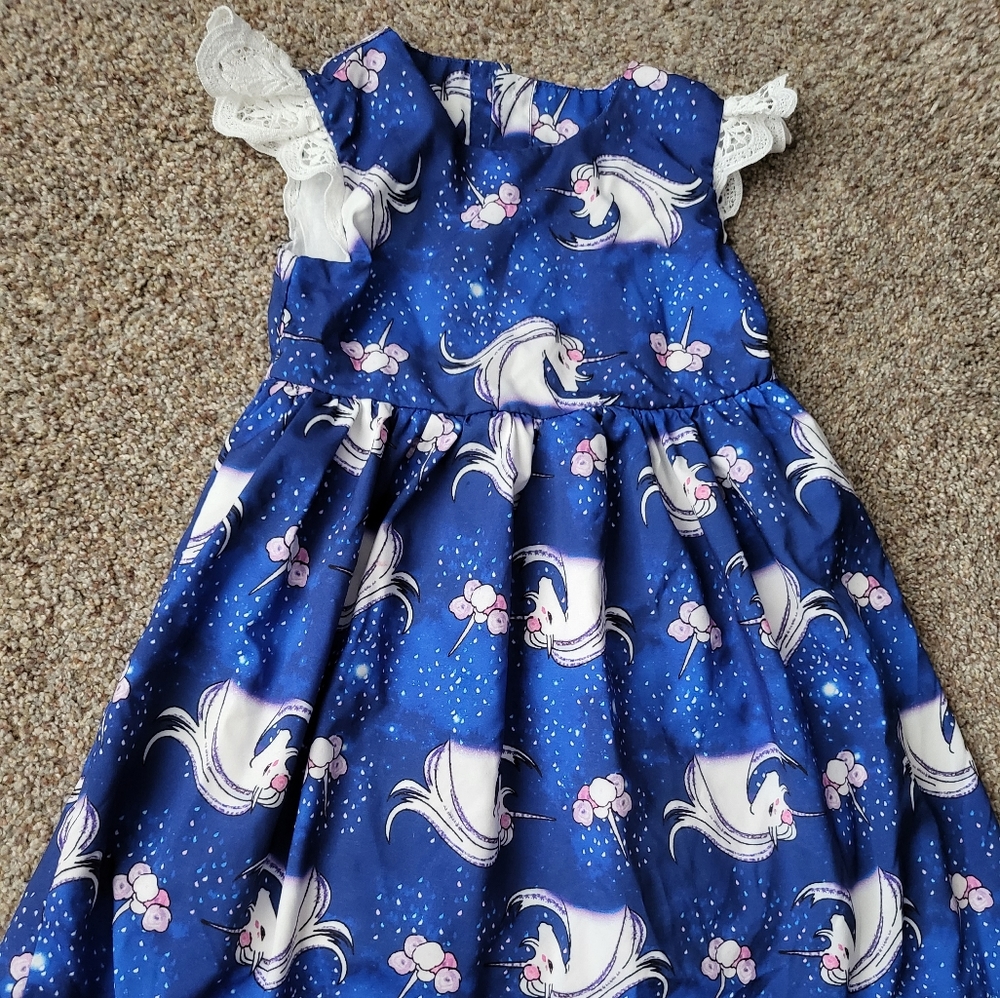 Unicorn blue girl dress 5 t